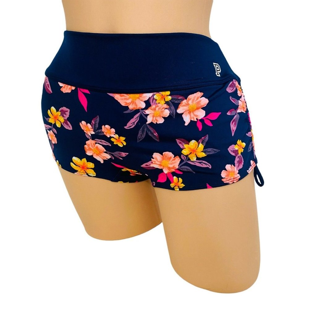 Victoria's Secret PINK Graphic Gym to Swim Shortie Shorts Blue Floral NEW